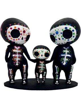 Cute Sugar Skull Couple Figurine Set - Day of the Dead Decor, Halloween